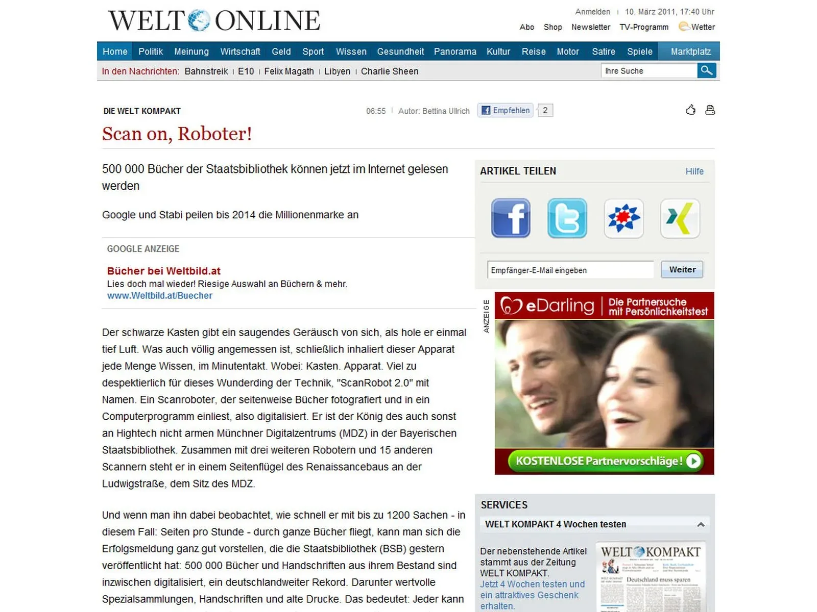ScanRobot article: more than 500.000 books scanned